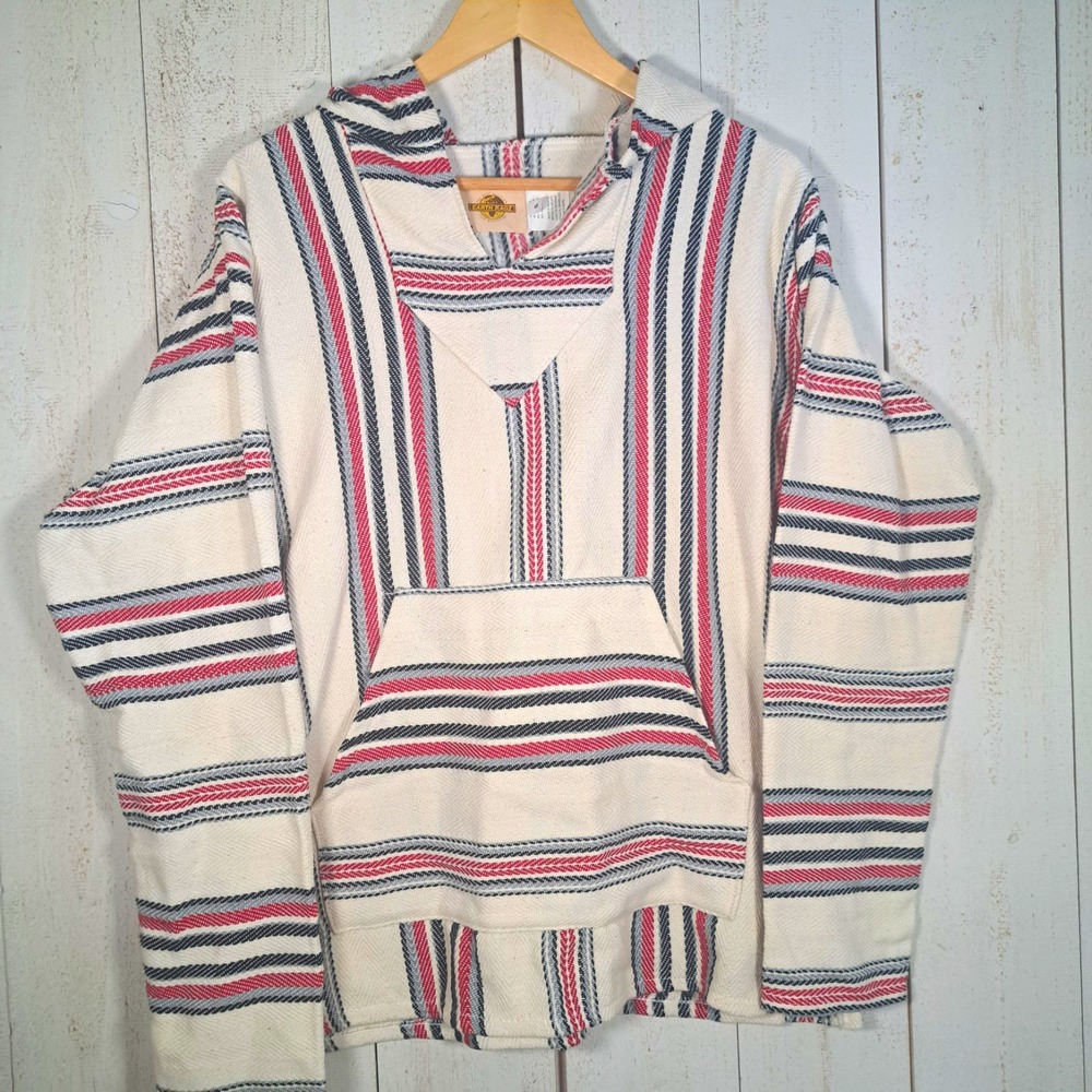 Earth Ragz Grunge Baha Hoodie Striped Poncho Indie Sleaze Men S Striped Pockets